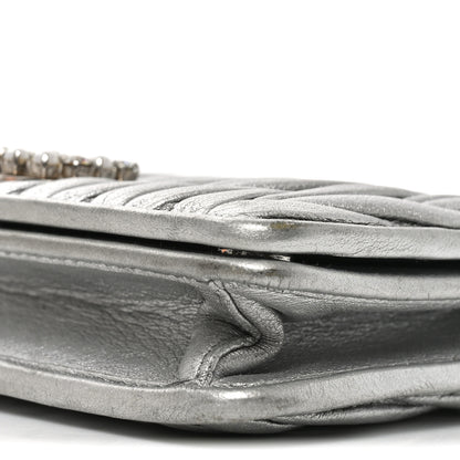 Miu Miu Metallic Nappa Matelasse Chain Crossbody Silver 9 of 9