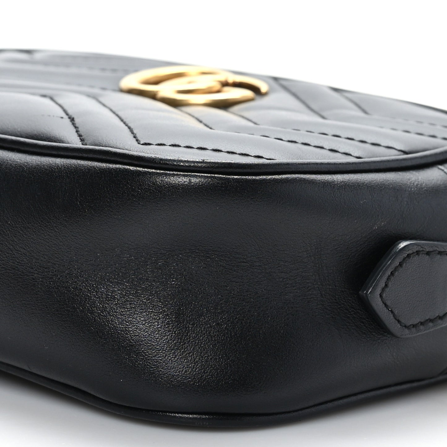 Calfskin Matelasse Mini GG Marmont Chain Shoulder Bag Black