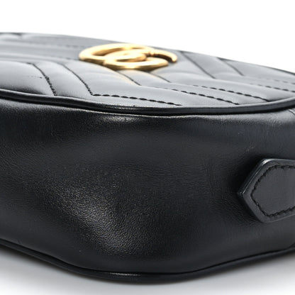 Gucci Calfskin Matelasse Mini GG Marmont Chain Shoulder Bag Black 10 of 10