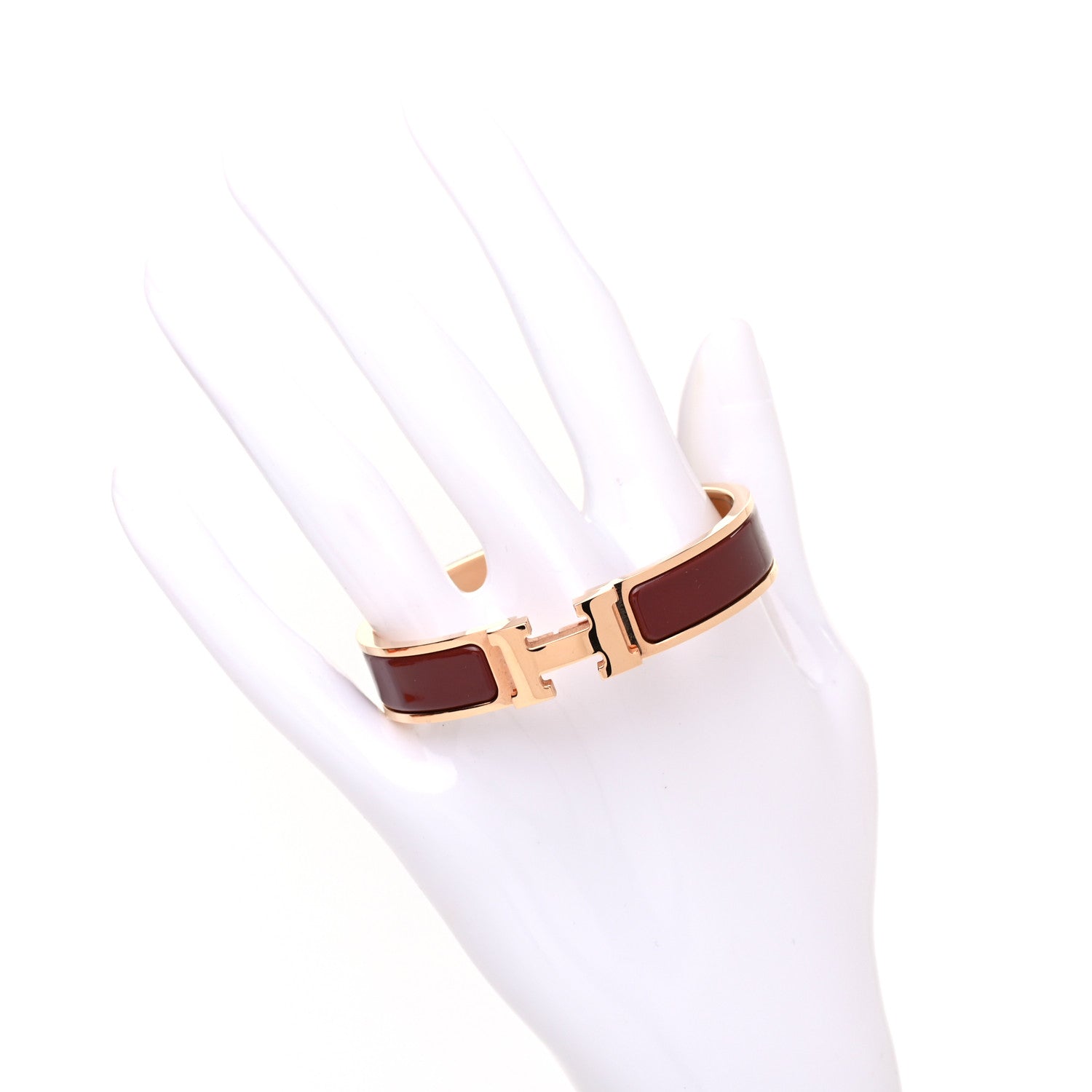 Hermes Enamel Narrow Clic Clac H Bracelet PM Acajou 2 of 4