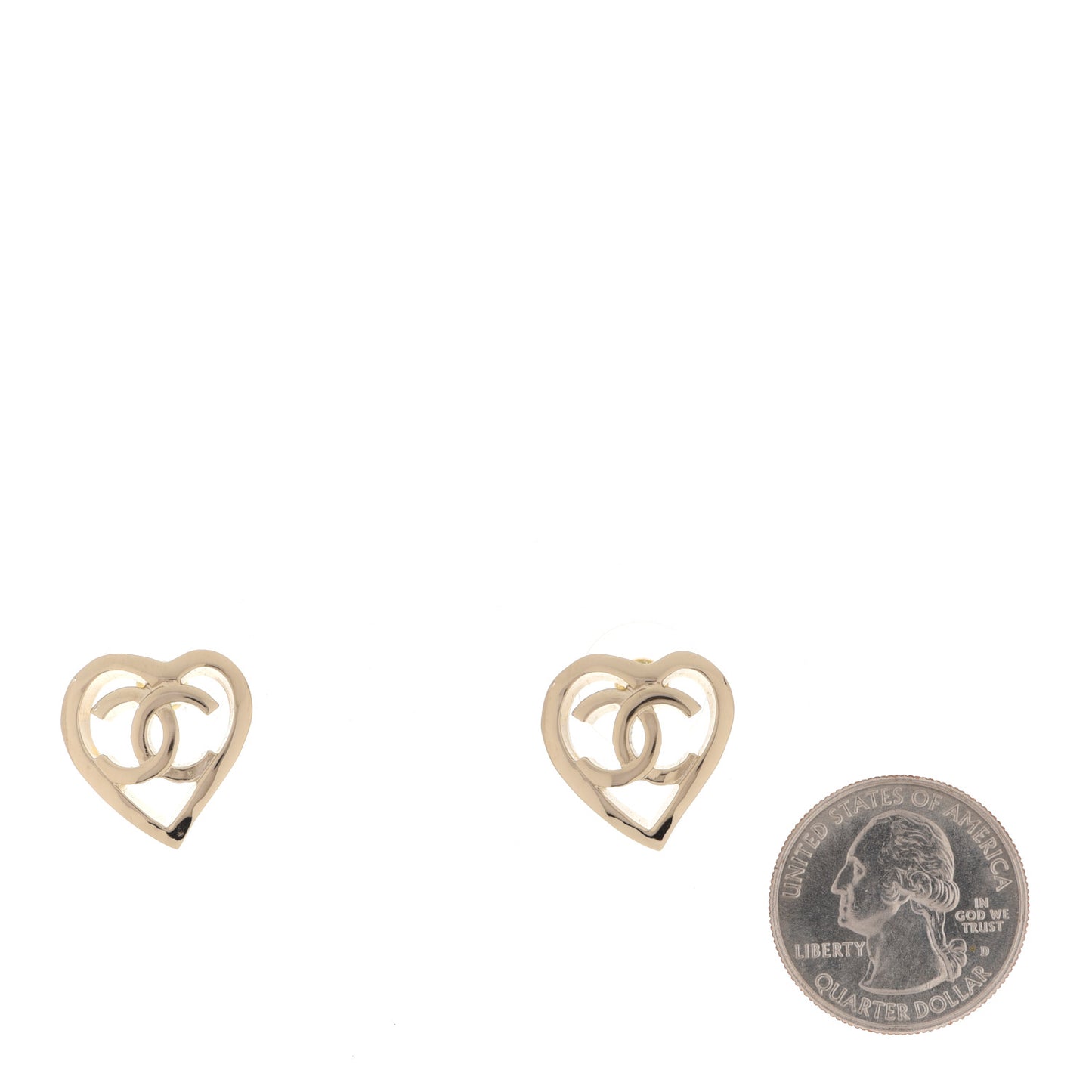 Metal CC Heart Coco In Love Earrings Gold
