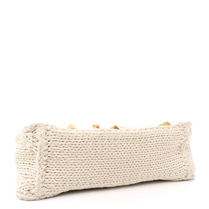 Valentino Garavani Knit Medium Roman Stud Shoulder Bag Ecru 4 of 13