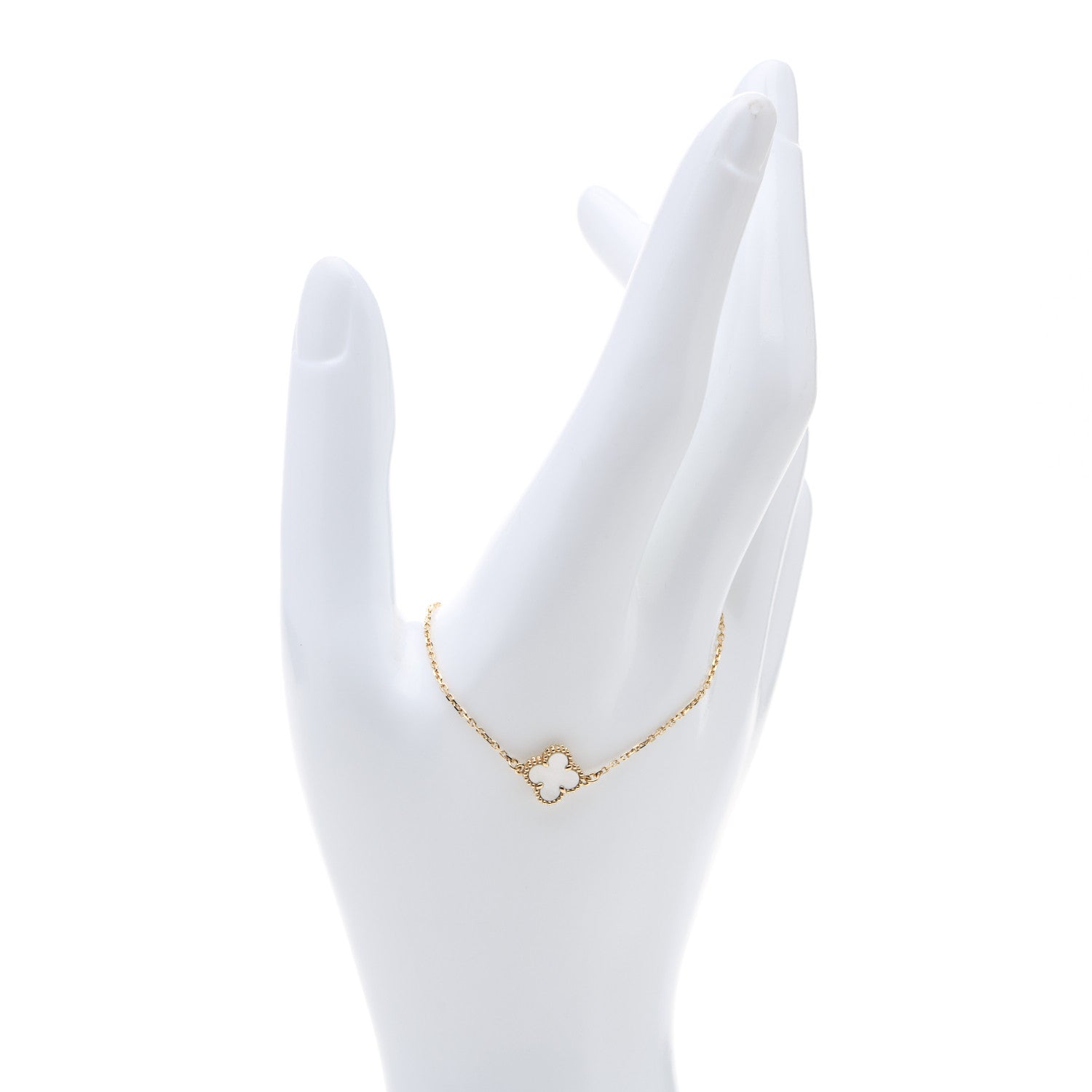 Van Cleef & Arpels 18K Yellow Gold Mother of Pearl Sweet Alhambra Bracelet 2 of 6