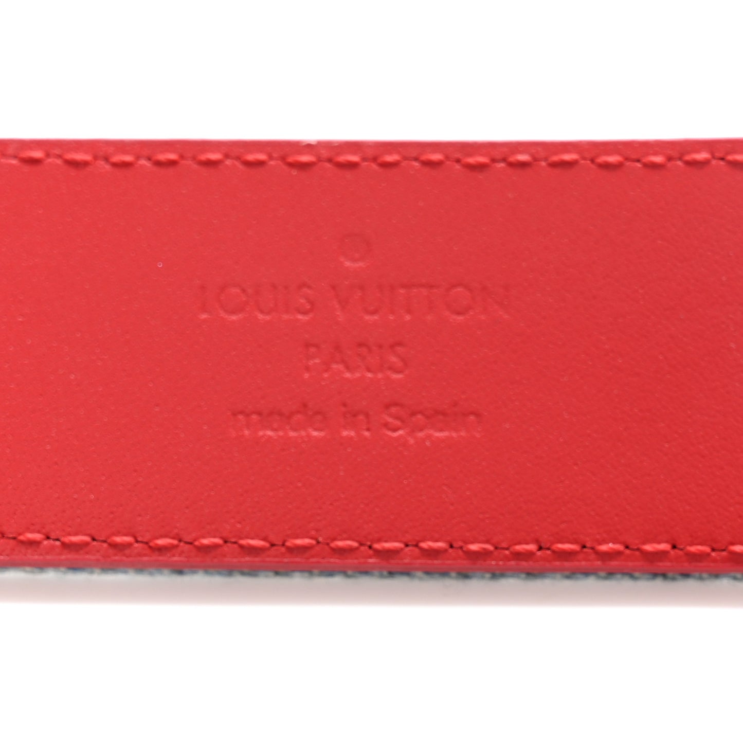 Denim Damier Monogram Patchwork 30mm Iconic Reversible Belt 80 32 Blue Rouge