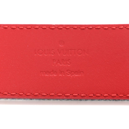 Louis Vuitton Denim Damier Monogram Patchwork 30mm Iconic Reversible Belt 80 32 Blue Rouge 4 of 7