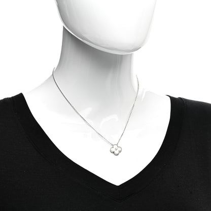 Van Cleef & Arpels 18K White Gold Diamond Mother of Pearl Vintage Alhambra Pendant Necklace 2 of 4