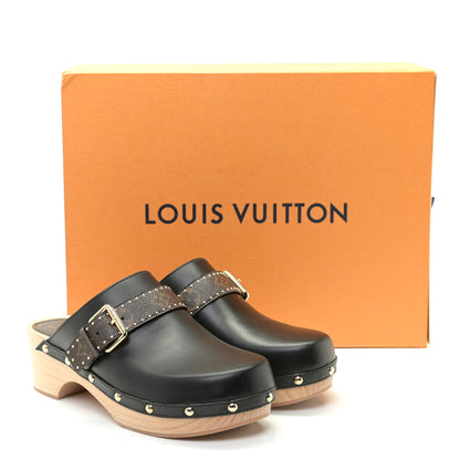 Louis Vuitton Calfskin Patent Monogram Cottage Clog Mules 40 Black 11 of 11