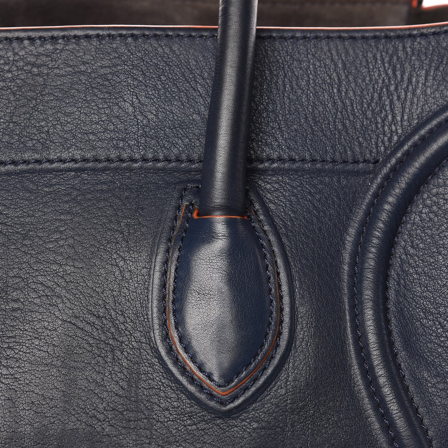 Supple Calfskin Large Phantom Luggage Navy Blue Orange