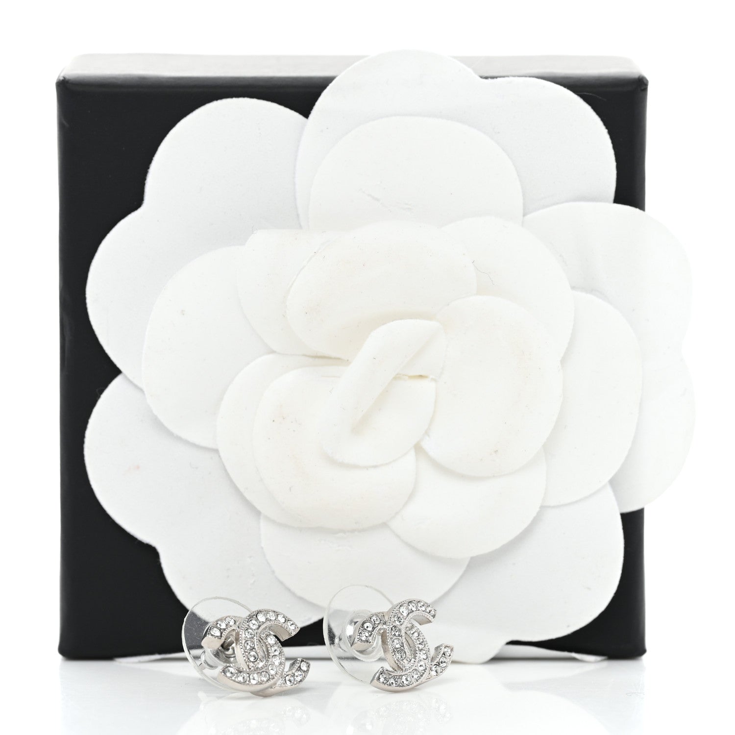 Chanel Crystal Mini CC Earrings Silver 5 of 5