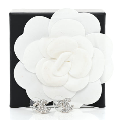 Chanel Crystal Mini CC Earrings Silver 5 of 5