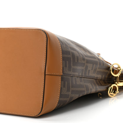 Fendi Glazed Fabric Vitello Grace F is Fendi FF 1974 Stamp Patch Grande Mon Tresor Bucket Bag Mogano Panna Nocciola 10 of 10