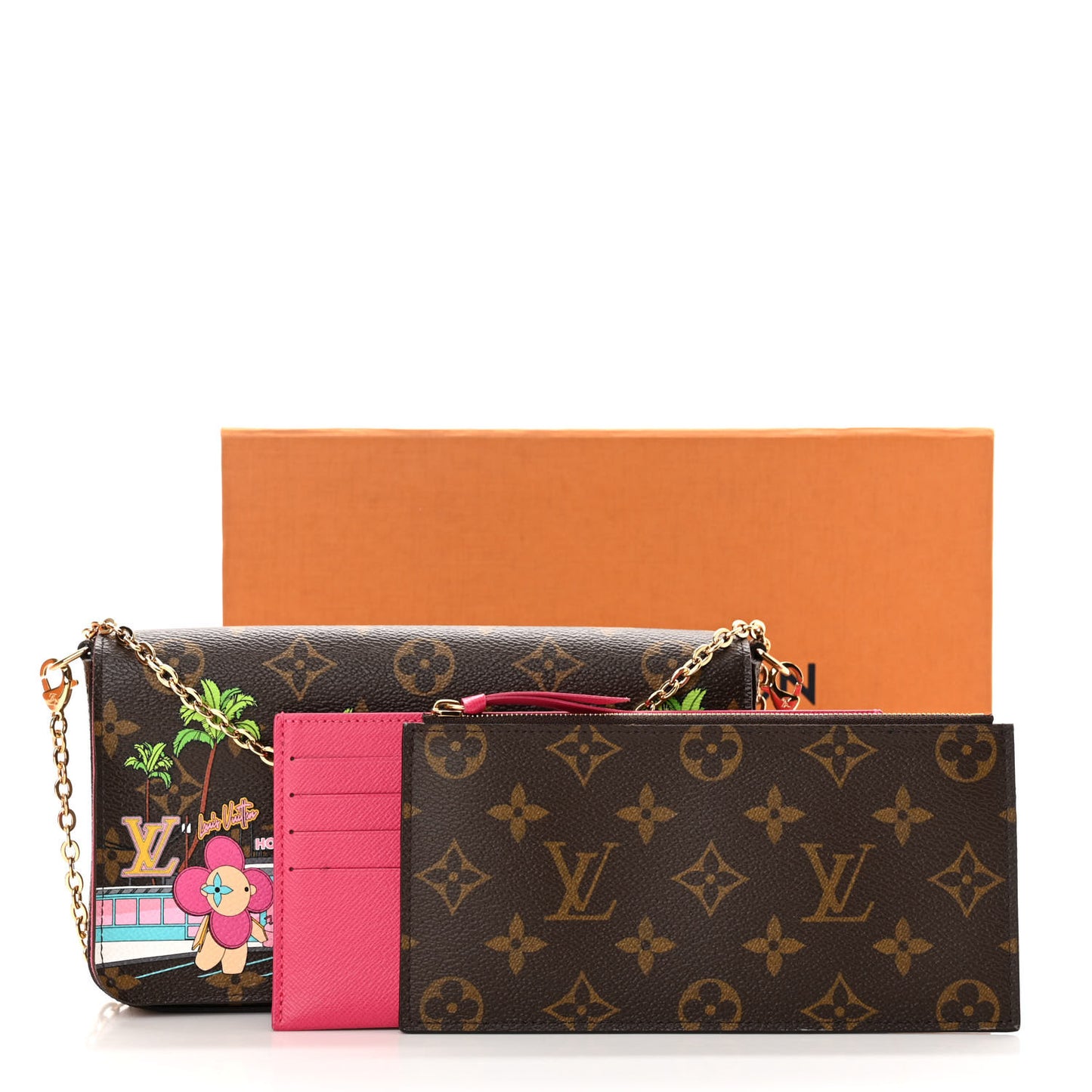 Monogram 2021 Christmas Animation Hollywood Pochette Felicie Chain Wallet Fuchsia