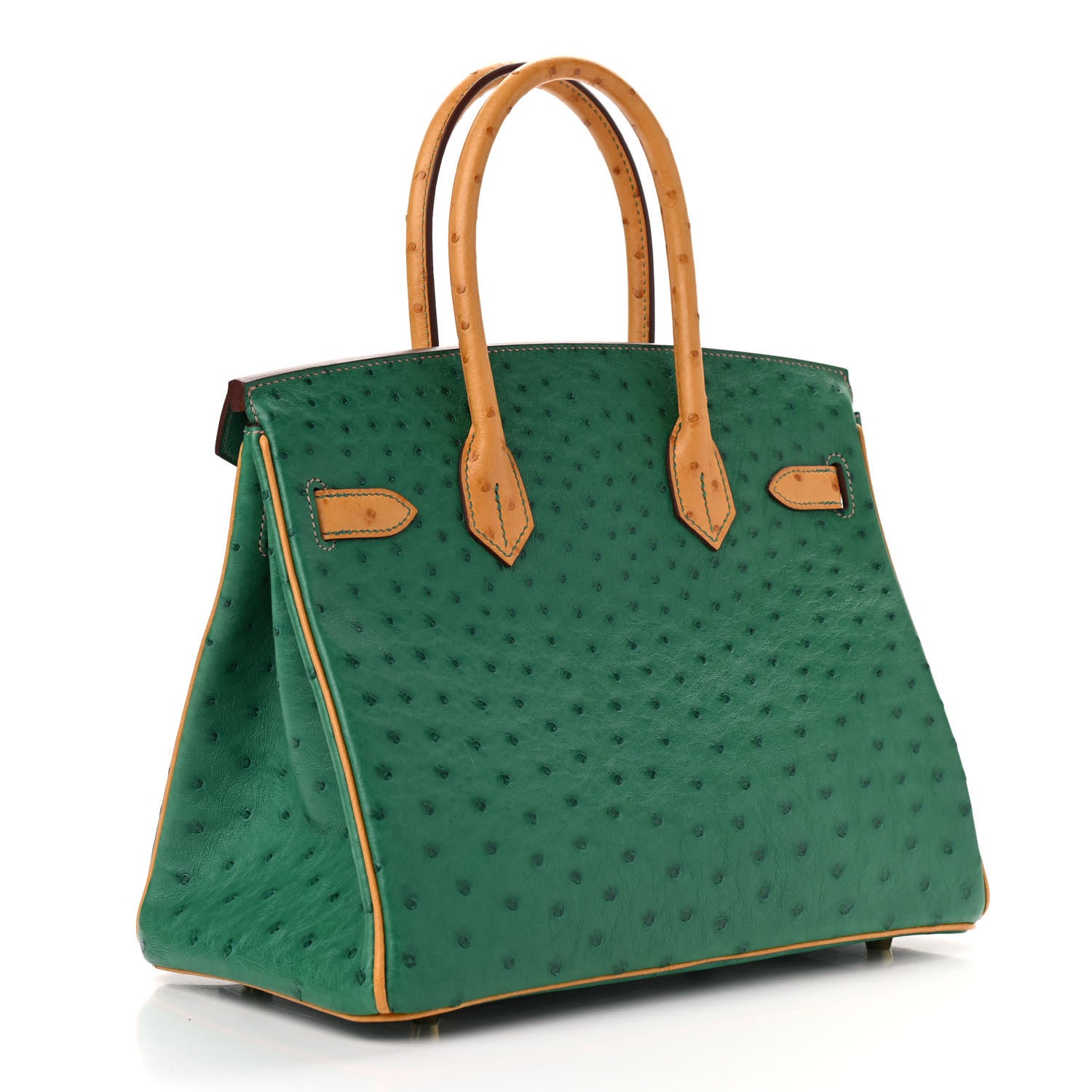 Hermes Ostrich Horseshoe Birkin 30 Vert Vertigo Safran 3 of 10