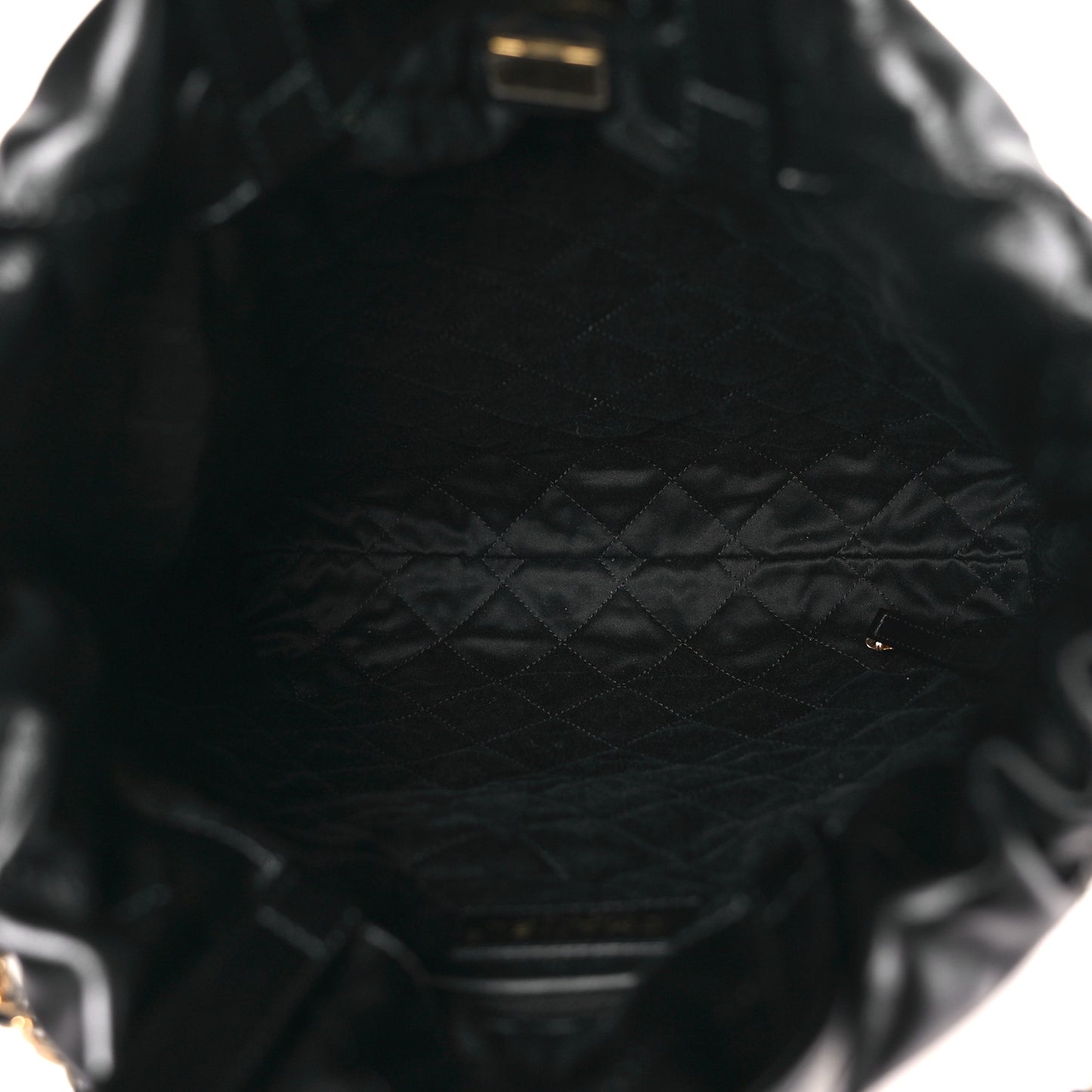 Shiny Calfskin Quilted Chanel 22 Backpack Black