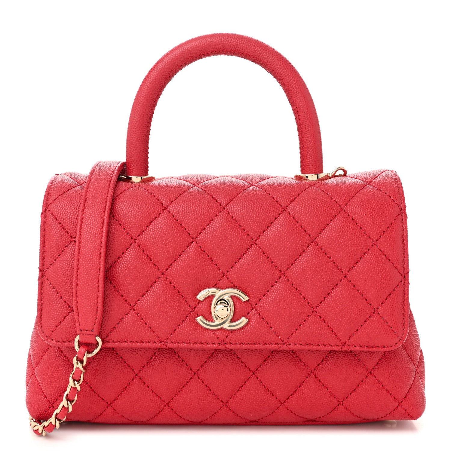 Chanel Caviar Quilted Mini Coco Handle Flap Red 1 of 11