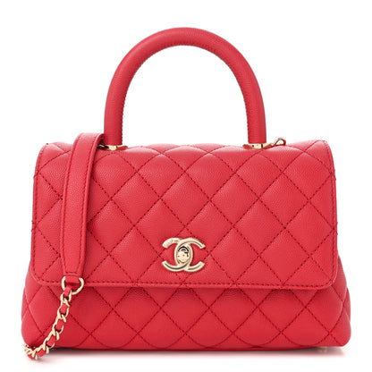 Chanel Caviar Quilted Mini Coco Handle Flap Red 1 of 11