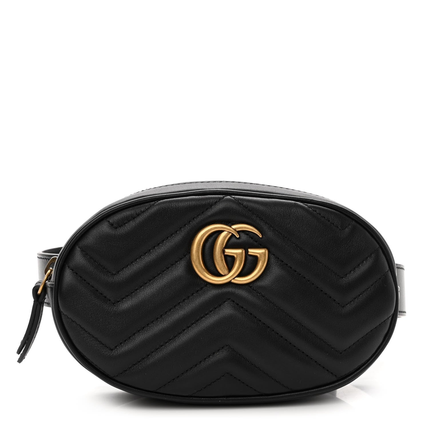 Gucci Calfskin Matelasse GG Marmont Belt Bag 85 34 Black 1 of 10