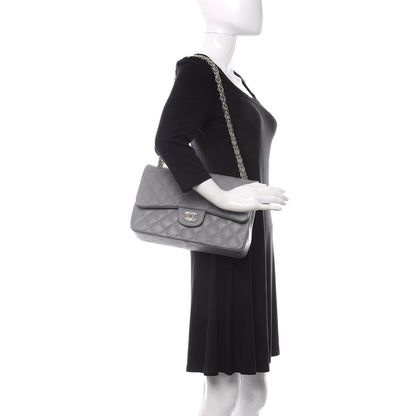 Chanel Caviar Quilted Jumbo Double Flap Grey 2 of 11