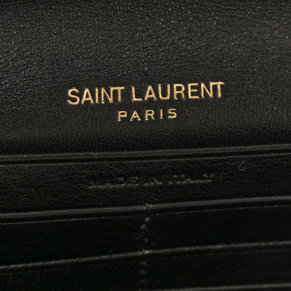 Saint Laurent Lambskin Carre Quilted Le Maillon Wallet On Chain Black 6 of 11