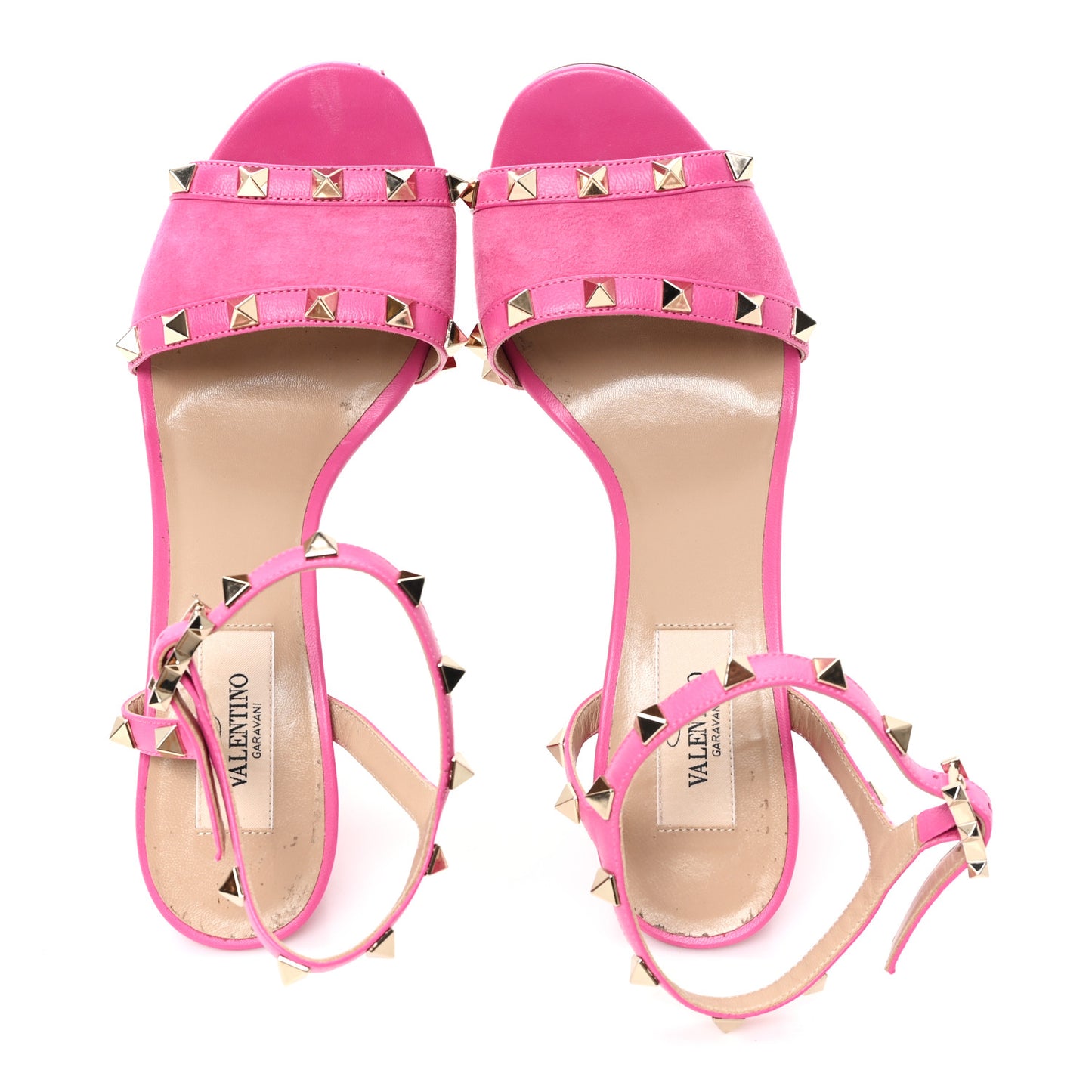 Suede Rockstud Ankle Strap 90mm Sandals 36 Pink Orchid
