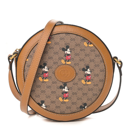 Gucci X DISNEY Mini Vintage GG Supreme Monogram Mickey Mouse Round Shoulder Bag Beige Vintage Sun Oil 1 of 12