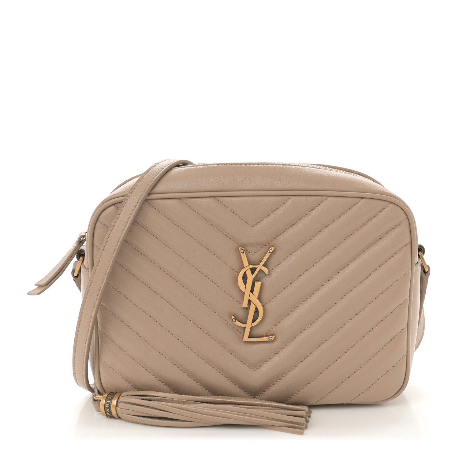 Saint Laurent Calfskin Matelasse Monogram Lou Camera Bag Dark Beige 1 of 13