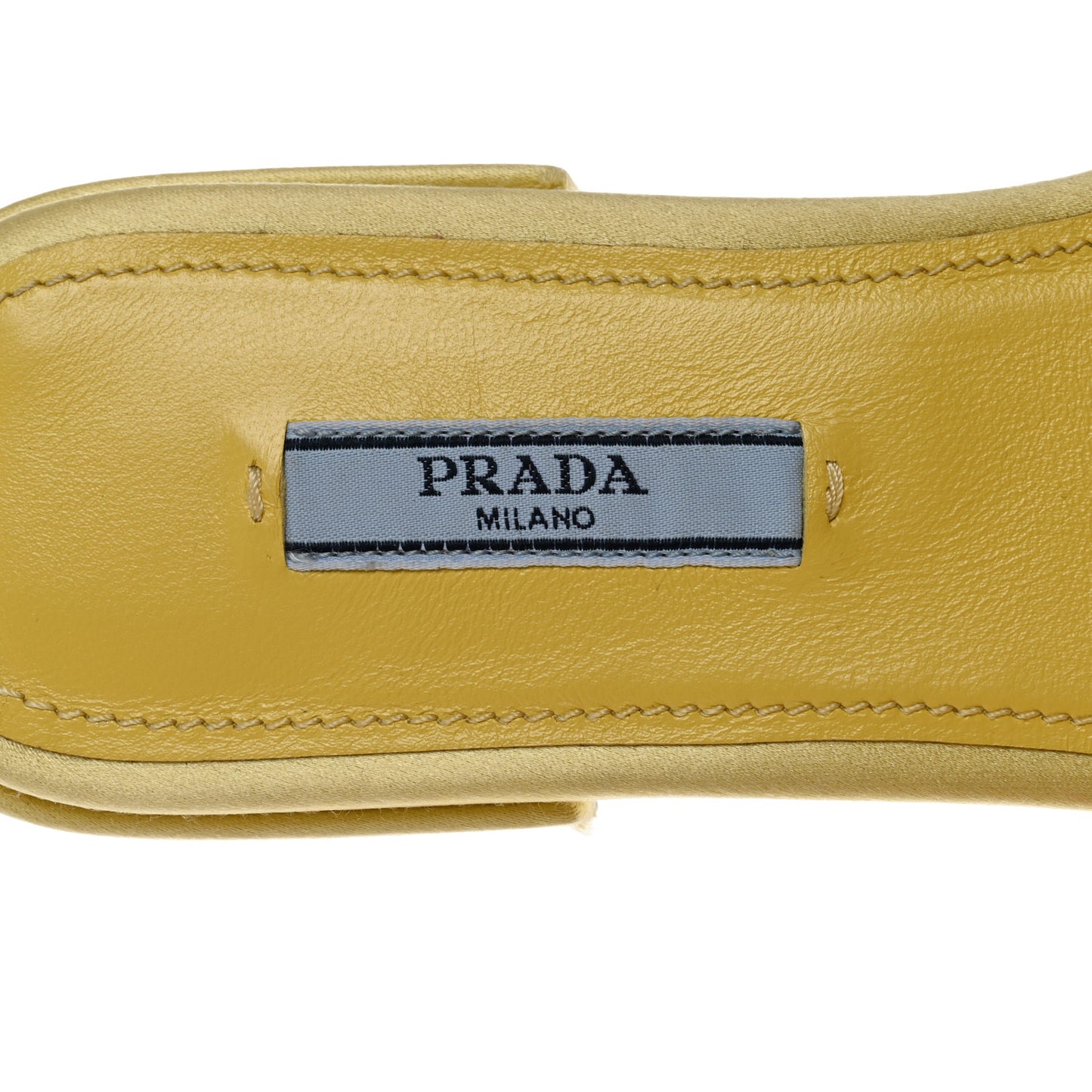Satin Crystal Logo 10mm Slide Sandals 35.5 Ananas