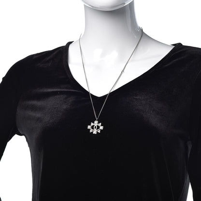 Chanel Baguette Crystal CC Pendant Necklace Silver 2 of 6