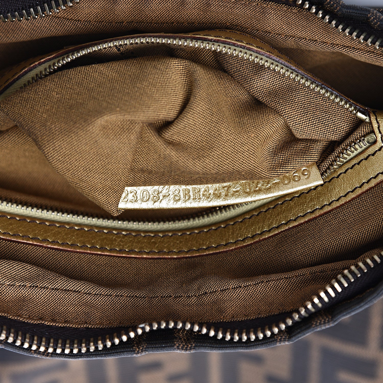 Fendi Zucca Laminated Vachetta Small Chef Hobo Tobacco Bronzo 6 of 13