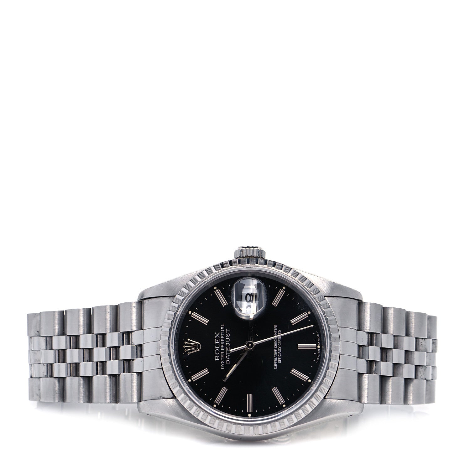 Rolex Stainless Steel 36mm Oyster Perpetual Datejust Watch Black 16220 2 of 5