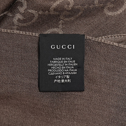 Gucci Wool Silk Monogram Fringe Scarf Brown 4 of 5