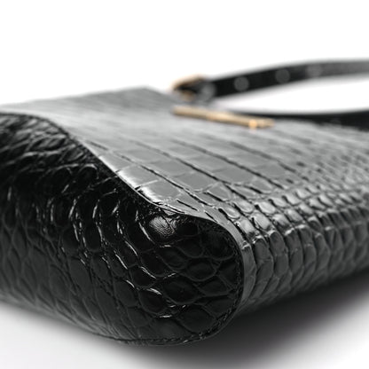 Balenciaga Shiny Super Supple Calfskin Crocodile Embossed Small XX Bag Black 8 of 8