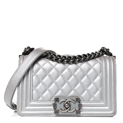 Chanel Metallic Calfskin Quilted Small Boy Flap Silver 1 of 17