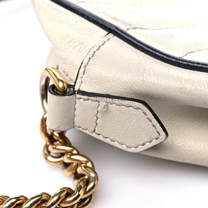 Gucci Vintage Effect Calfskin Matelasse Diagonal Small Torchon GG Marmont Chain Shoulder Bag Mystic White Blue Agata 18 of 18