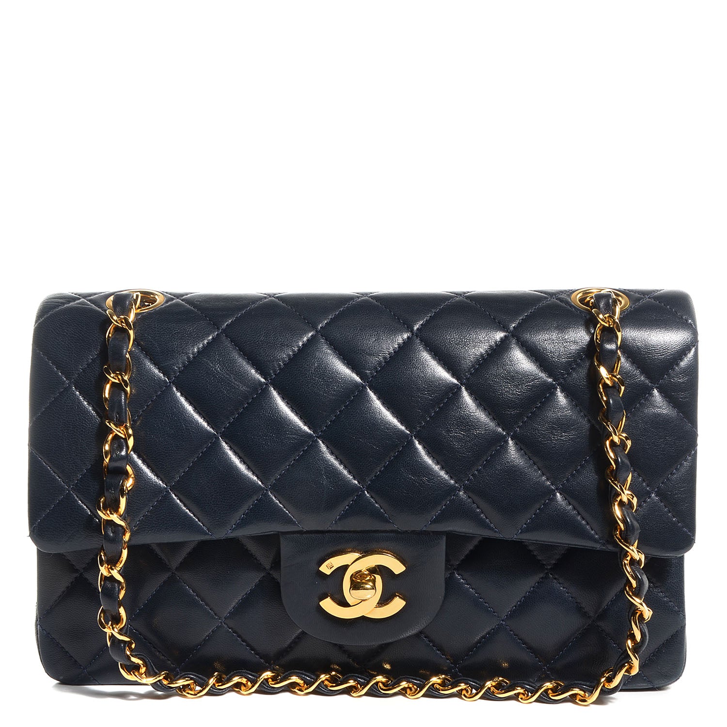 Chanel Lambskin Quilted Small Double Flap Navy 1 of 10
