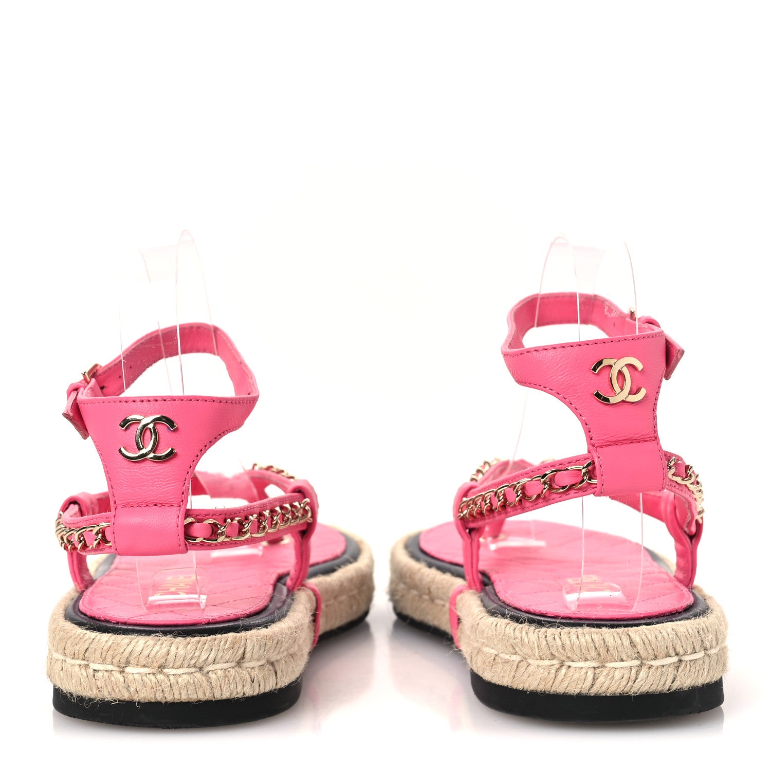 Chanel Lambskin Chain CC Thong Espadrille Sandals 39 Pink 6 of 10