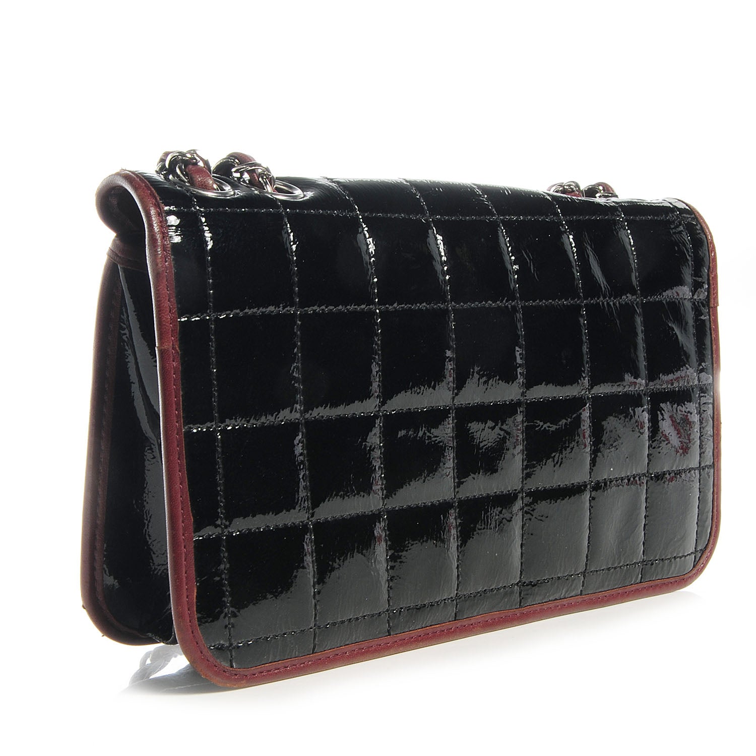 Chanel Patent Lambskin Medium Chocolate Bar Flap Black Bordeaux 3 of 8