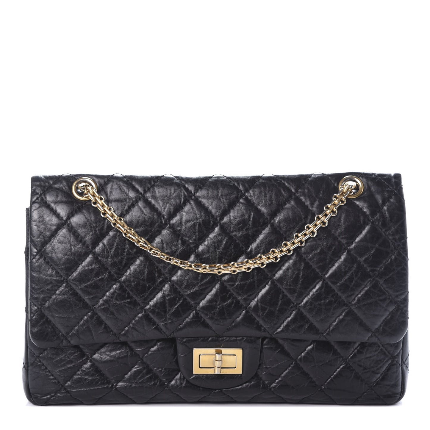 Aged Calfskin Quilted 2.55 Reissue 227 Flap Black