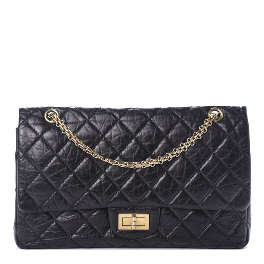 Aged Calfskin Quilted 2.55 Reissue 227 Flap Black
