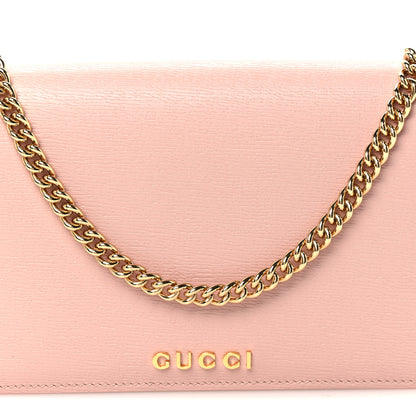 Gucci Textured Calfskin Script Logo Wallet On Chain Light Pink 8 of 10