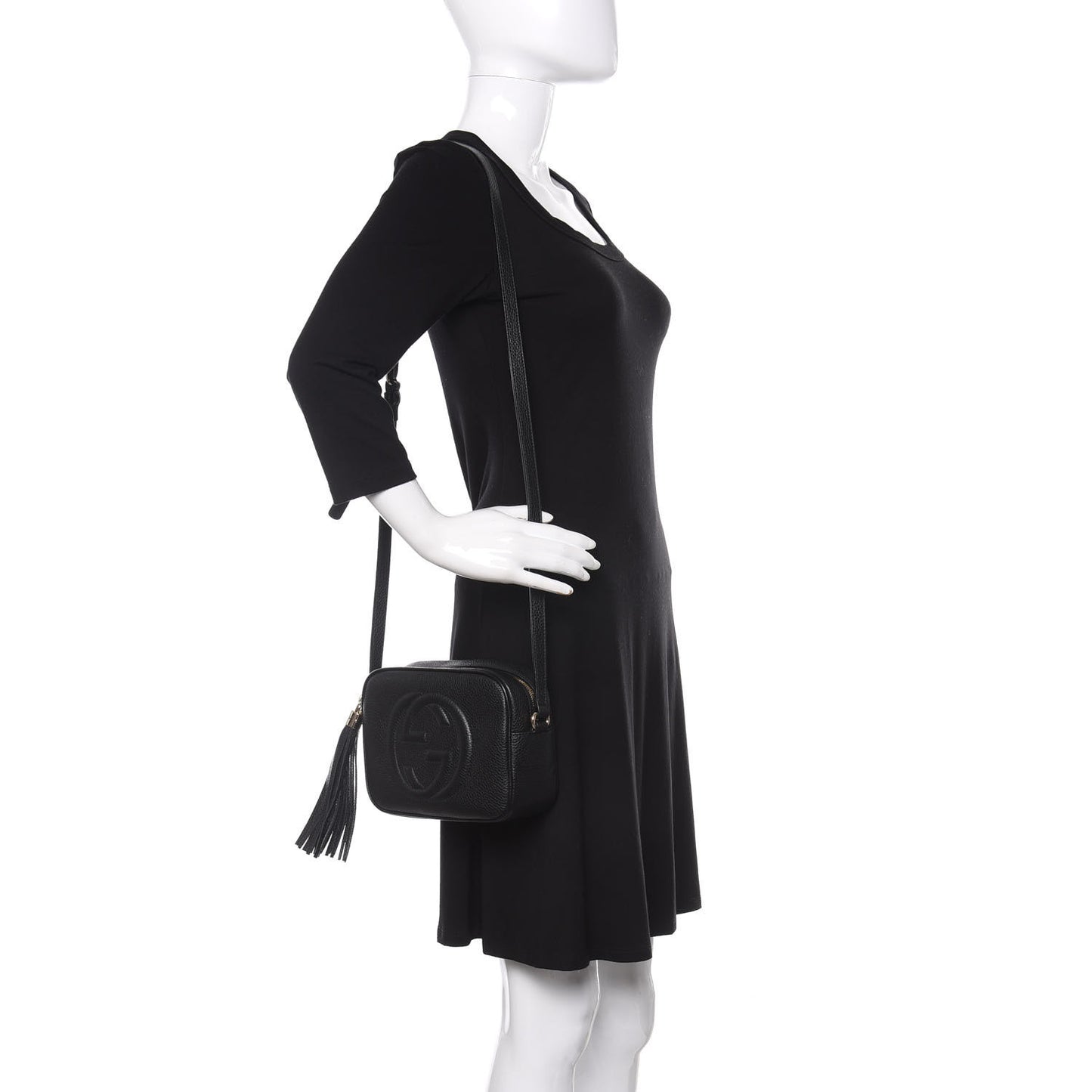 Pebbled Calfskin Small Soho Disco Bag Black