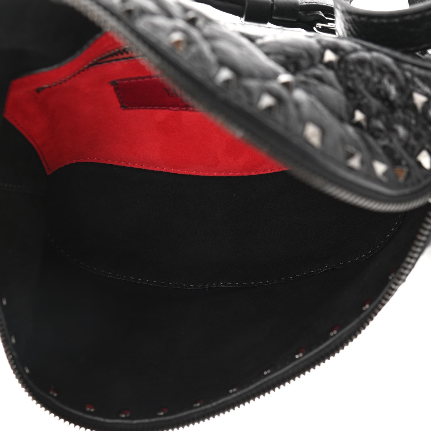 Valentino Garavani Craquele Nappa Rockstud Spike Belt Bag 85 Black 5 of 9