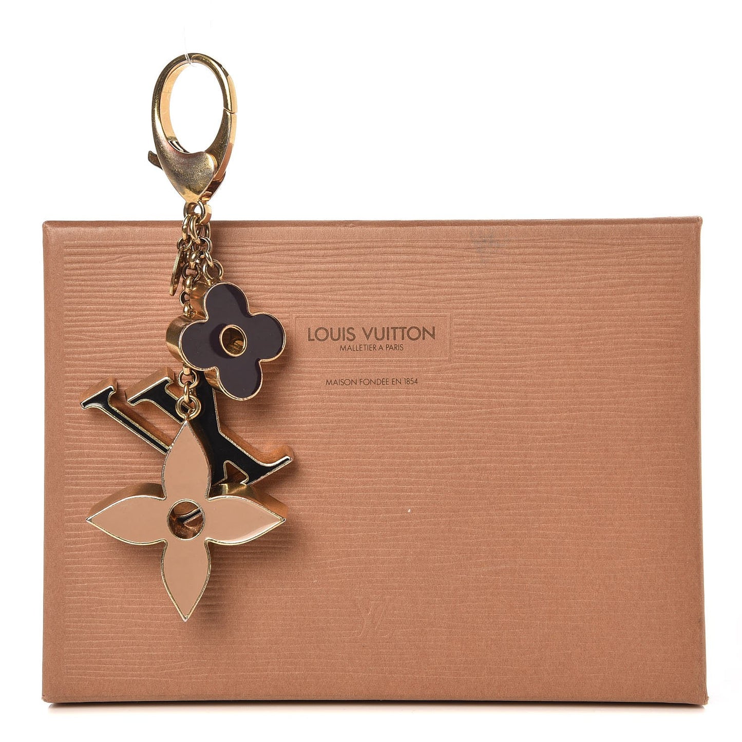 Fleur De Monogram Bag Charm Dore