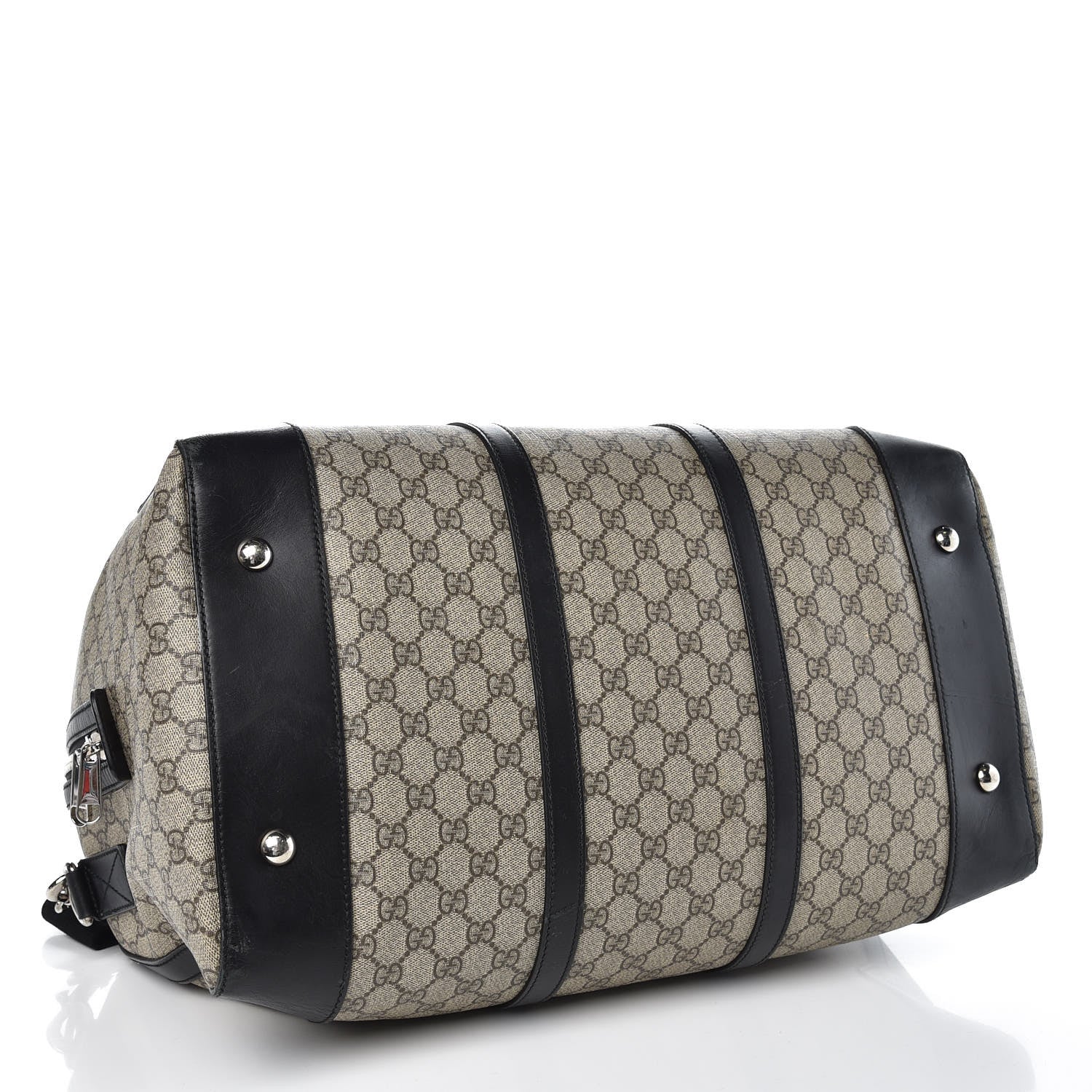 Gucci GG Supreme Monogram Selleria Calfskin Medium Duffle Beige Ebony Black 4 of 15