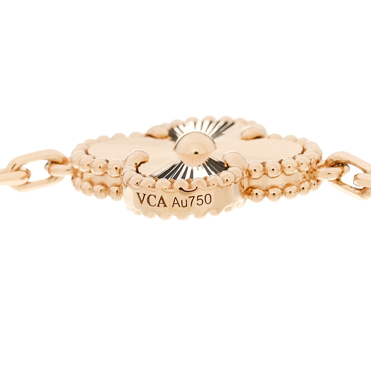 Van Cleef & Arpels 18K Yellow Gold 5 Motifs Guilloche Vintage Alhambra Bracelet 4 of 5