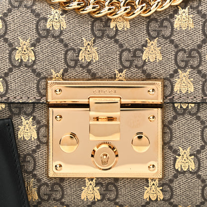 Gucci GG Supreme Monogram Bees Small Padlock Shoulder Bag Black 8 of 10