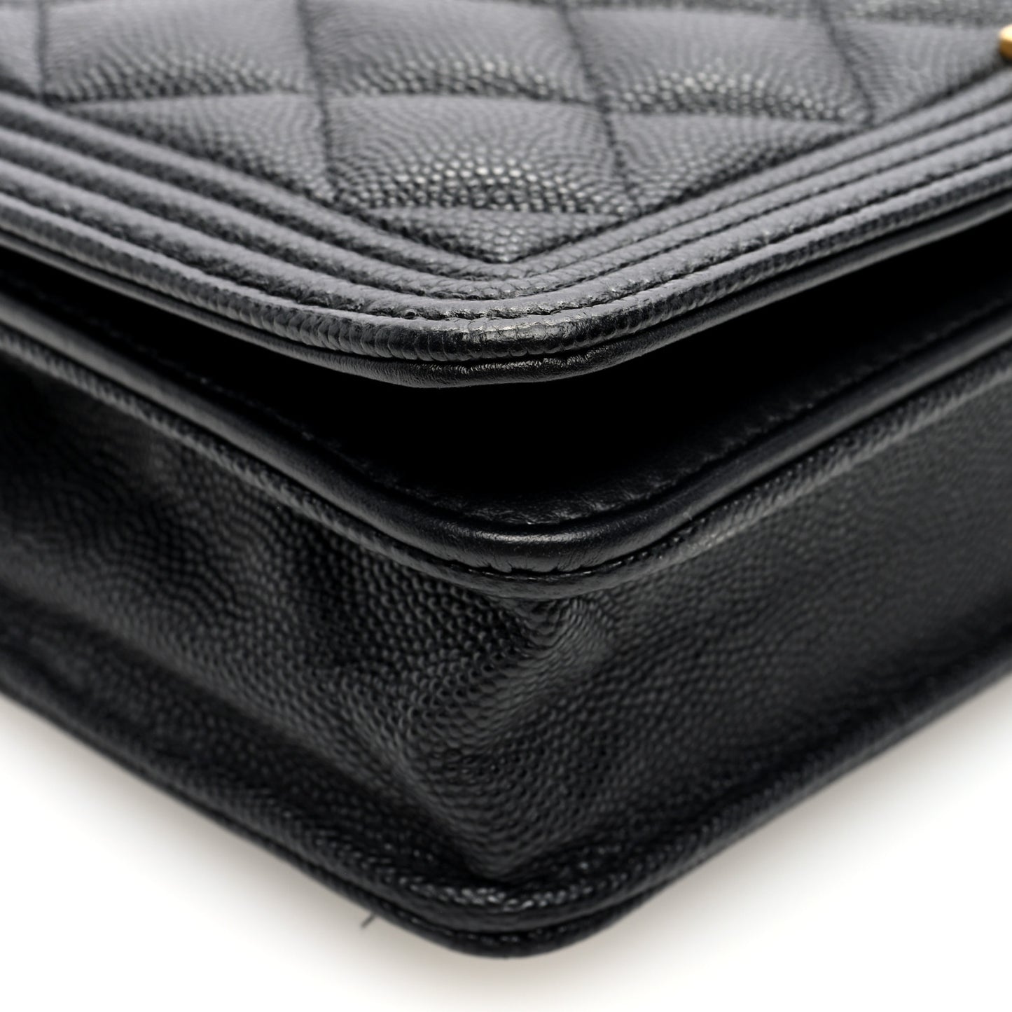 Caviar Quilted Boy Wallet On Chain WOC Black