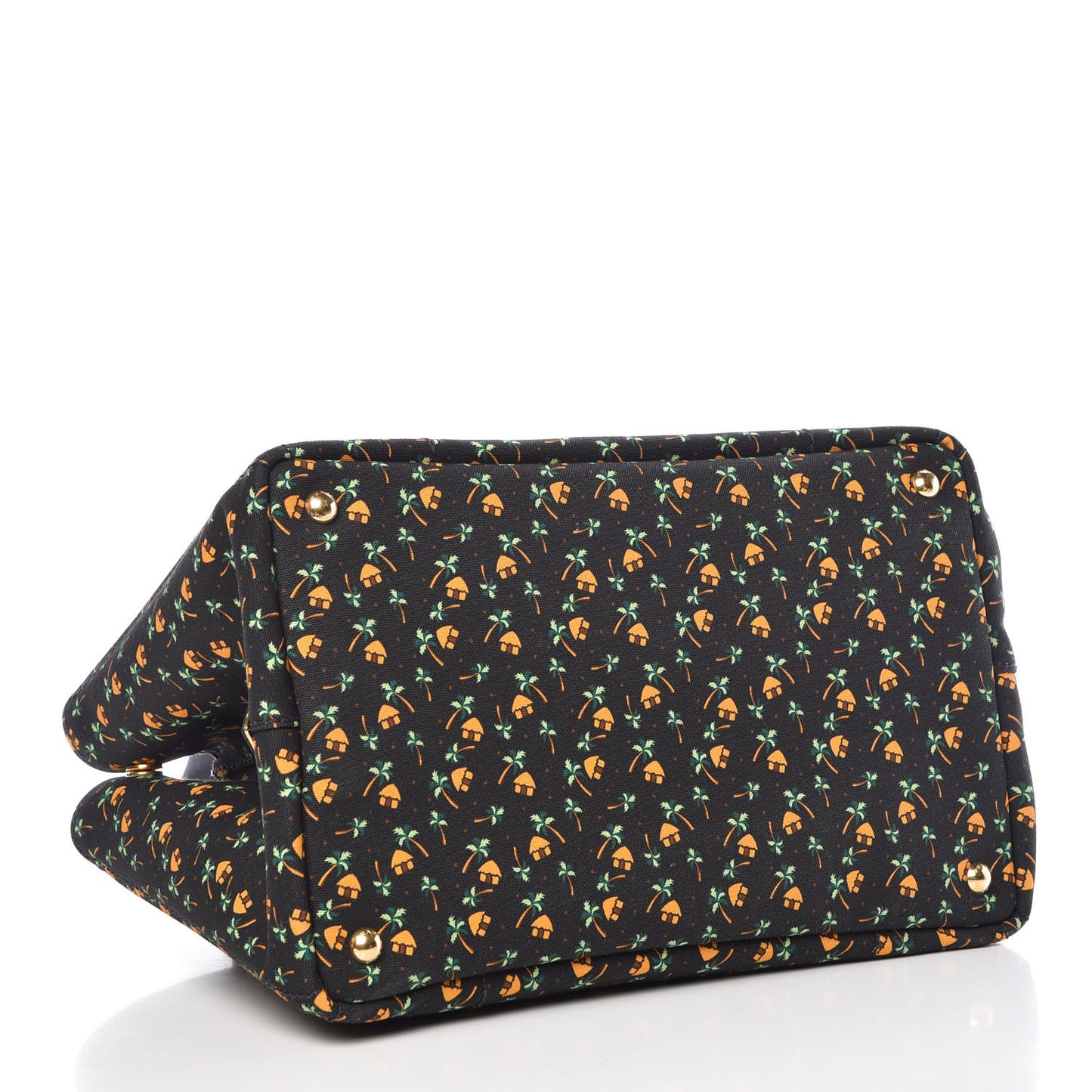 Canapa Palm Tree Print Logo Tote Black