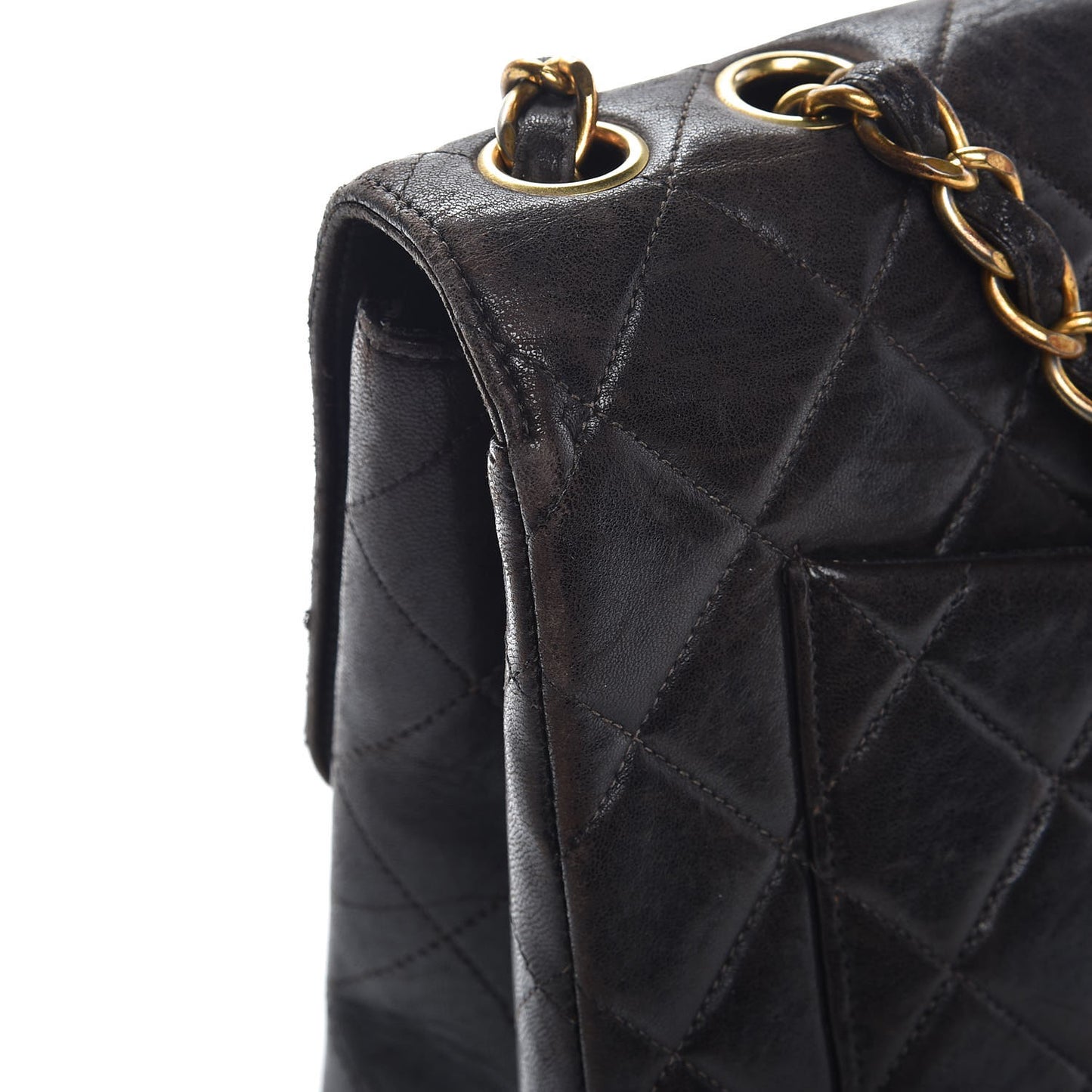 Lambskin Quilted Jumbo Single Flap Brown