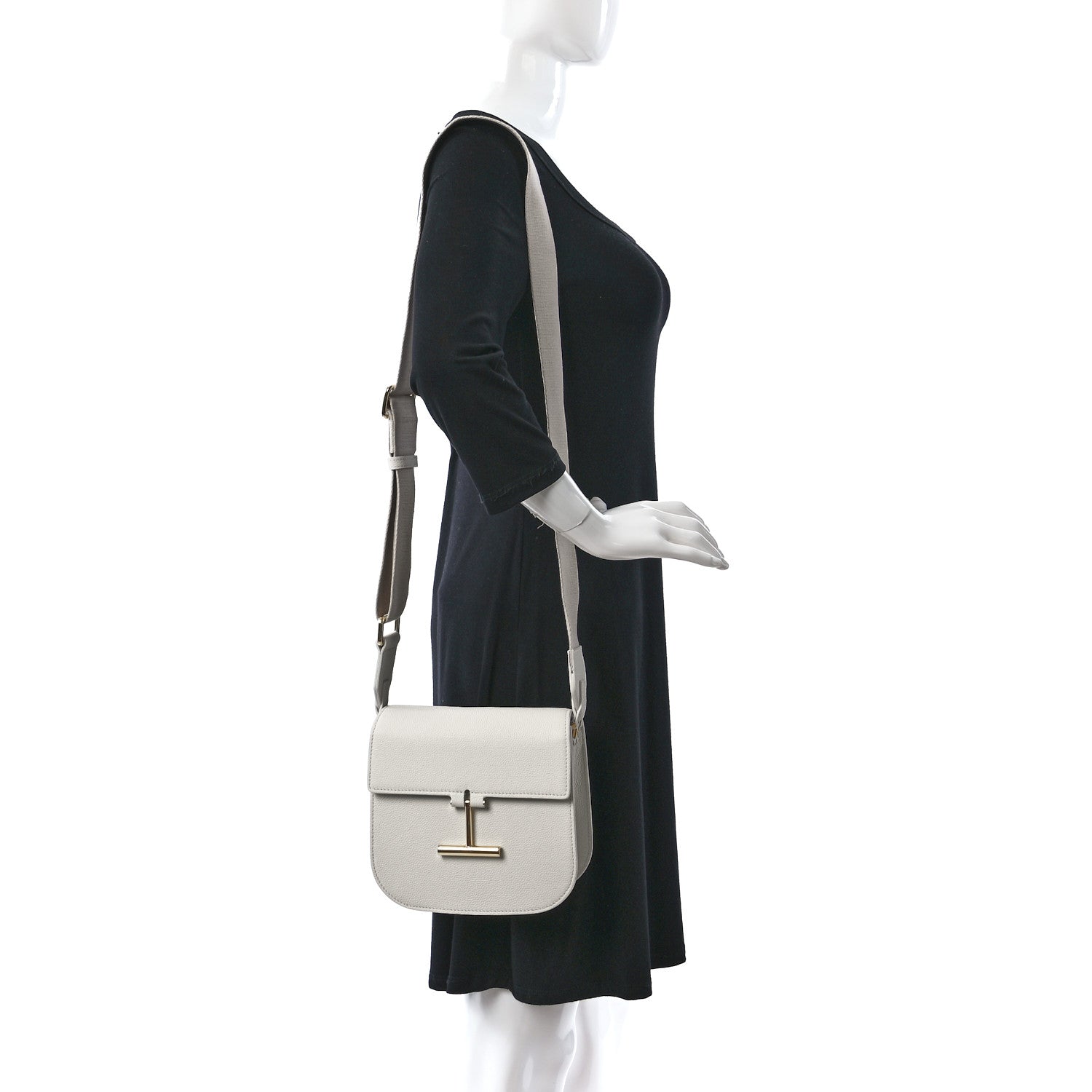 Tom Ford Calfskin Mini T Clasp Tara Crossbody Bag White 2 of 8